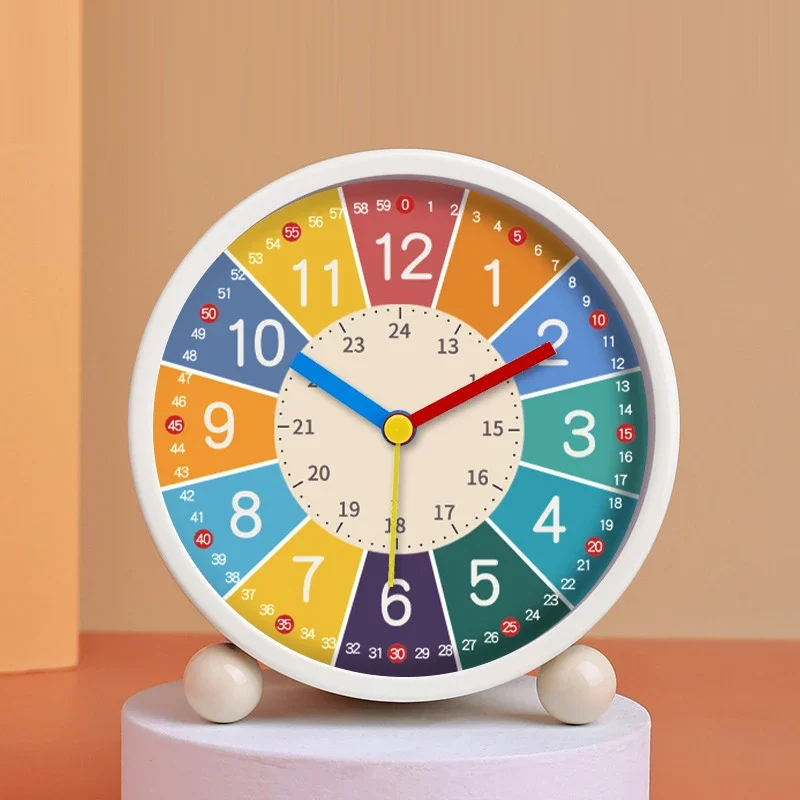 Sveglia da tavolo per apprendimento precoce Sveglia per bambini Sveglia per soggiorno Camera da letto Orologio da tavolo silenzioso Orologio da tavolo