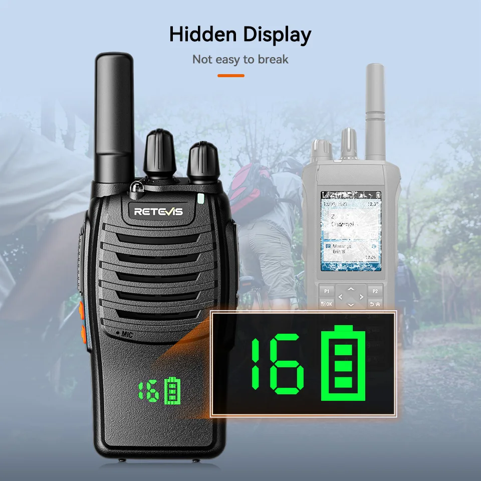 Retevis H777H Portable Two-Way Radio Hidden Display Walkie-Talkie PMR/FRS Communication for Camping 1/2 PCS Set
