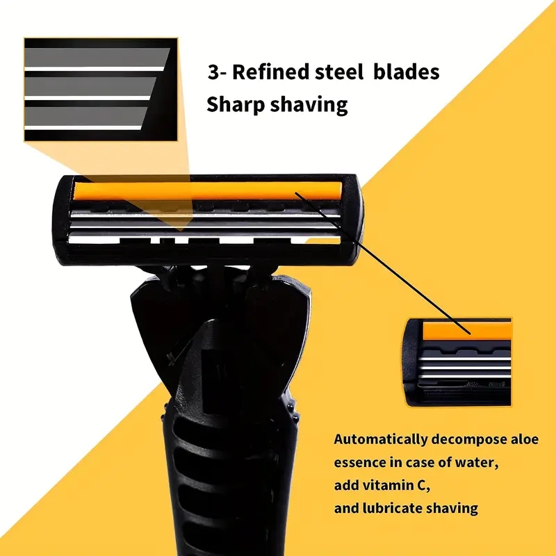 Men's Shaver with New Design Three Layer Reusable Razor Imported Blade Multi Tool with Head Change Feature