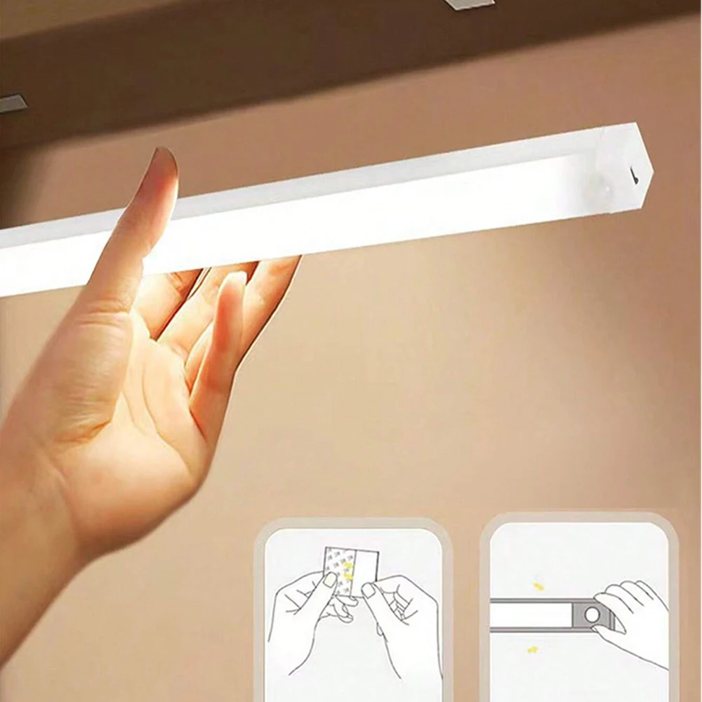 1 szt. Lampka z czujnikiem ruchu, bezprzewodowa lampka nocna z możliwością ładowania przez USB do pokoju, szafki, szafy, korytarza i schodów Ciepłe/białe światło