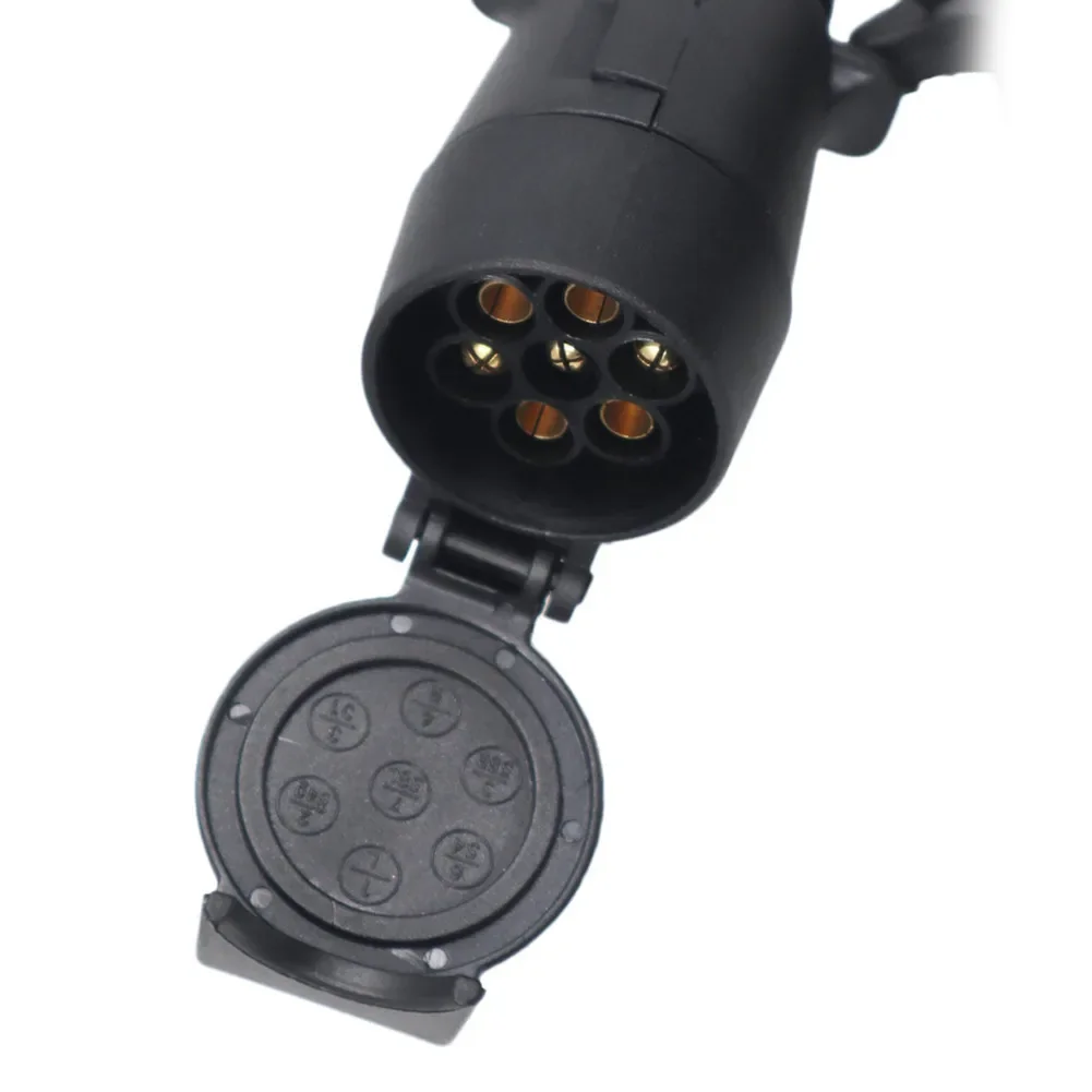 Conector de remolque RV de 7 hojas a 7 pines, adaptador de enchufe de remolque, adaptador de enchufe de enchufe RV duradero e impermeable, protege los accesorios