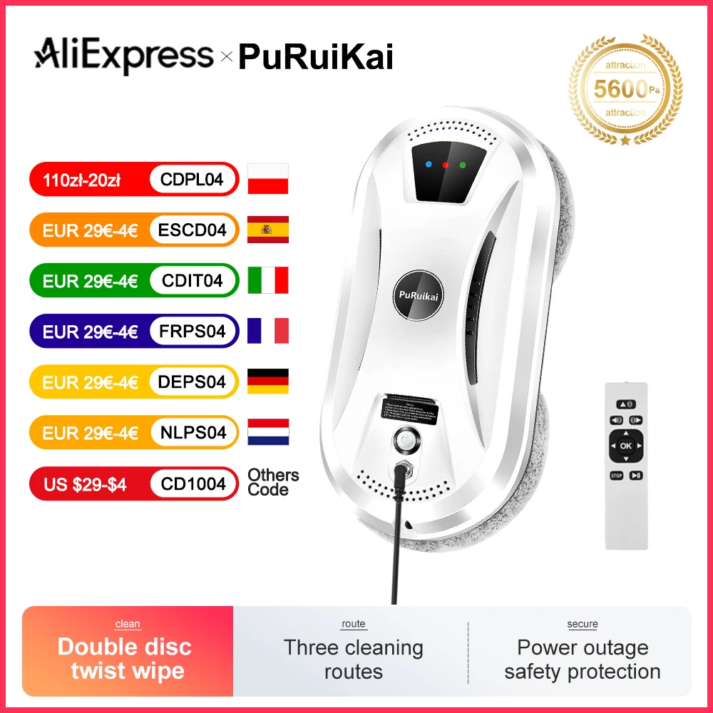 Robot aspirateur ultra-mince, nettoyeur de vitres électrique avec télécommande pour la maison