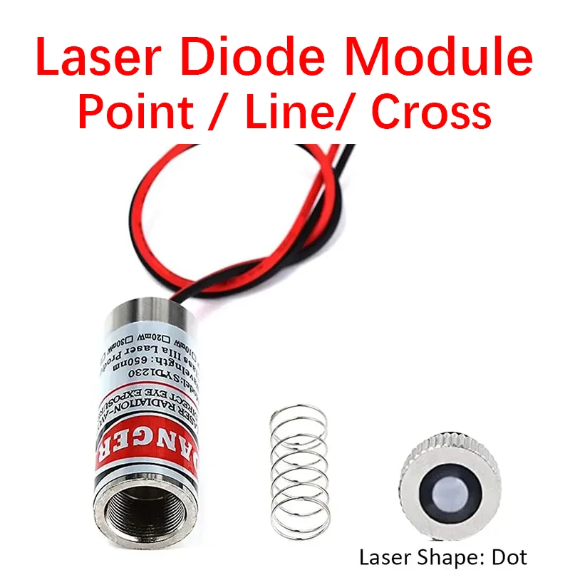 Punto laser 650nm 12mm/Linea/Linea rossa incrociata Modulo industriale Lunghezza focale regolabile 5mw