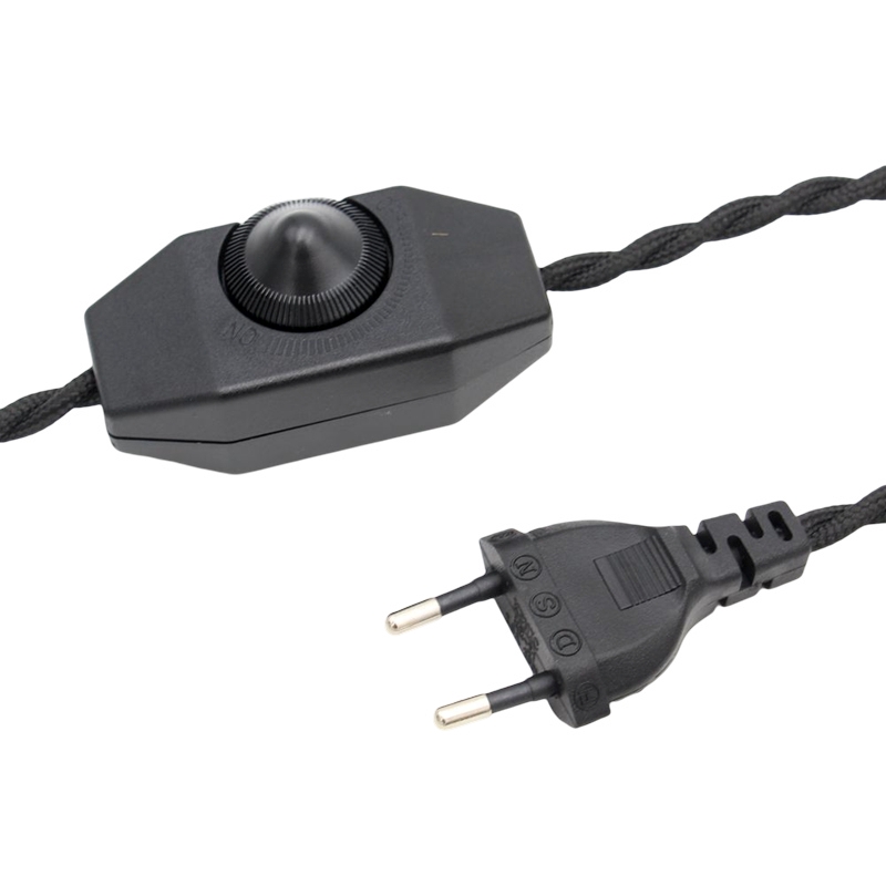 2 m 3 Meter AC 220 V-250 V Vintage EU-Stecker Netzkabel Retro gedrehtes Kabel mit Dimmerschalter