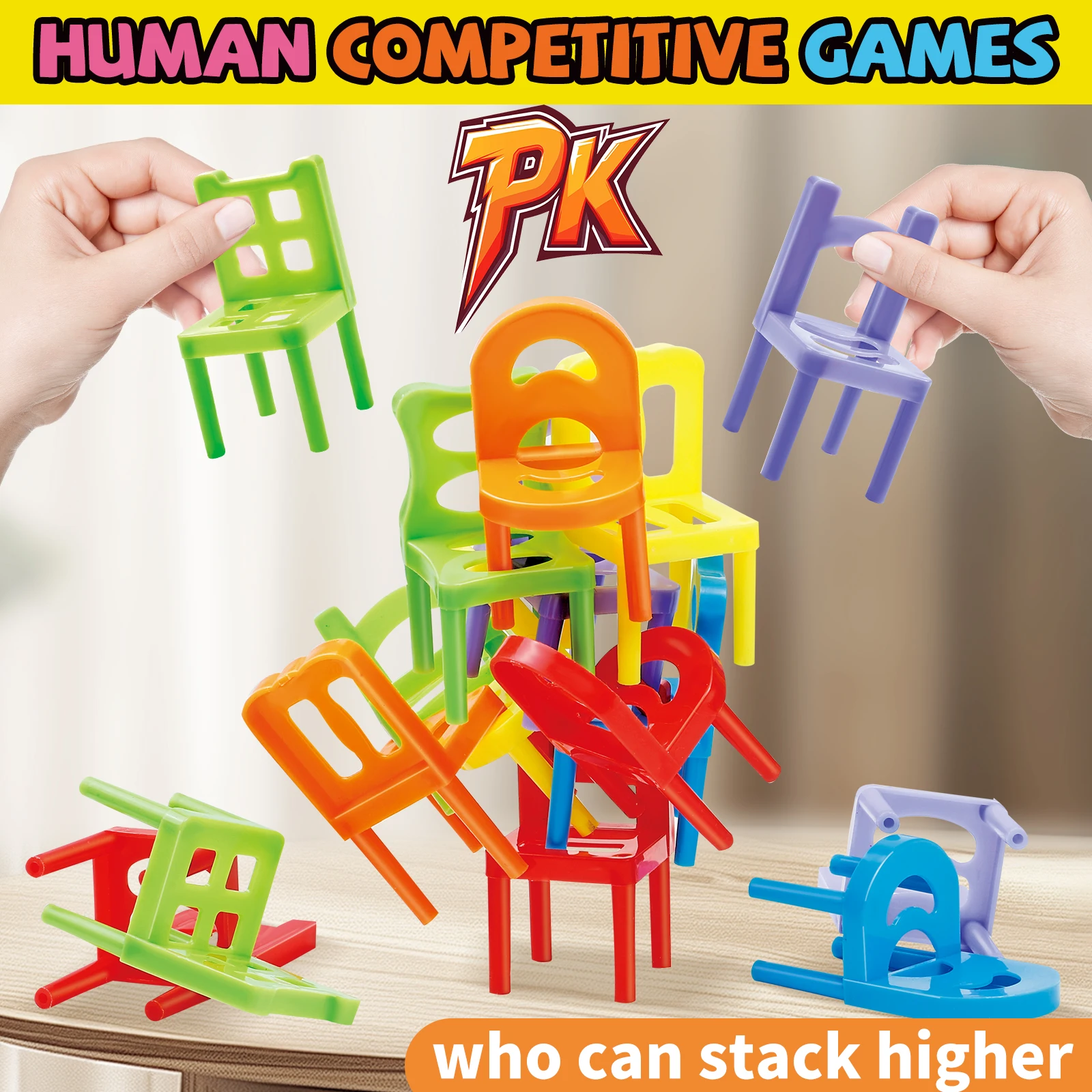 Building & Stacking Chair Set: Educational Toy for Family Gatherings, Random Colors/Styles, Christmas/Halloween/Thanksgiving