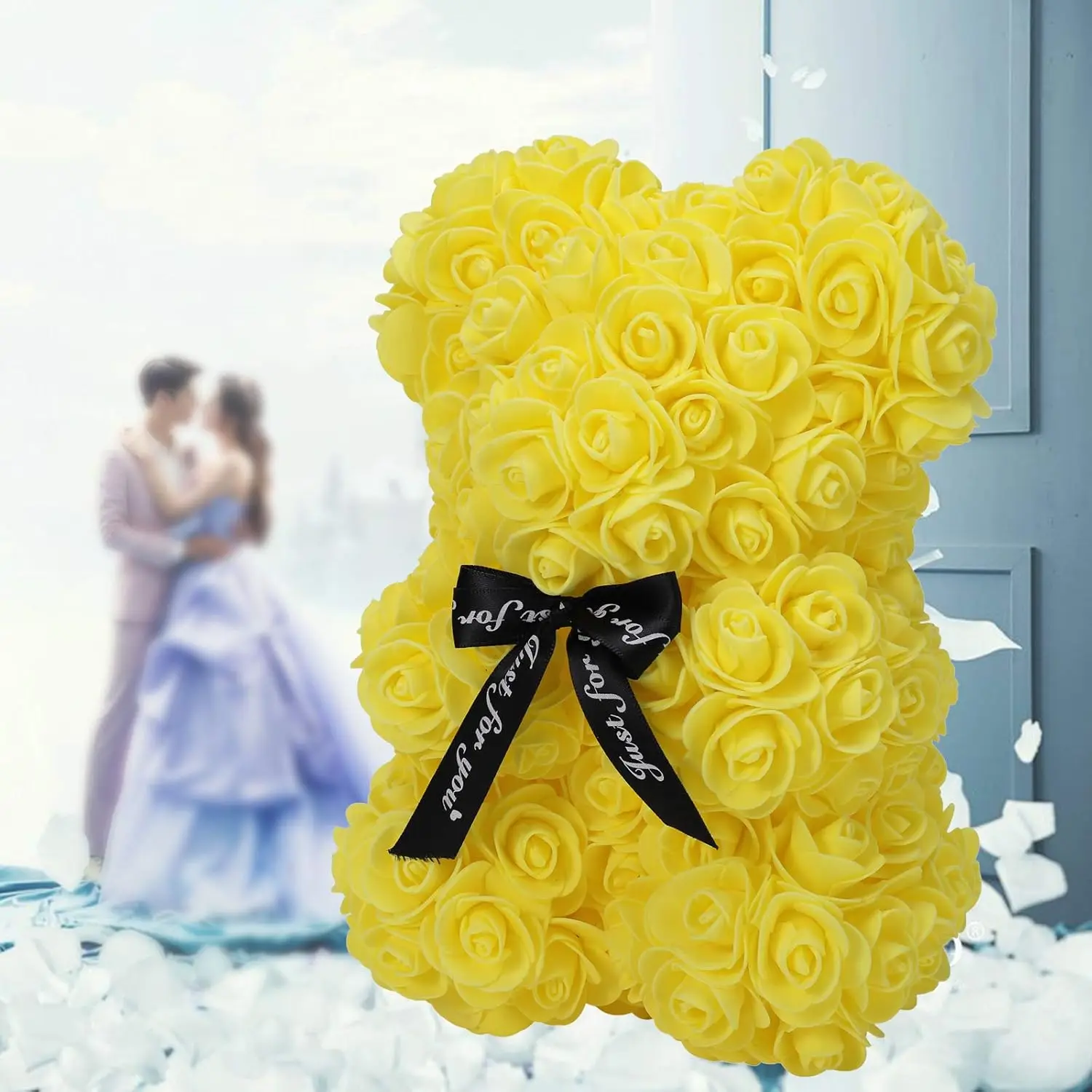 1pc 발렌타인 데이 선물 크리 에이 티브 로즈 베어 선물 상자 PE 꽃 로맨틱 폼 베어 포옹 베어