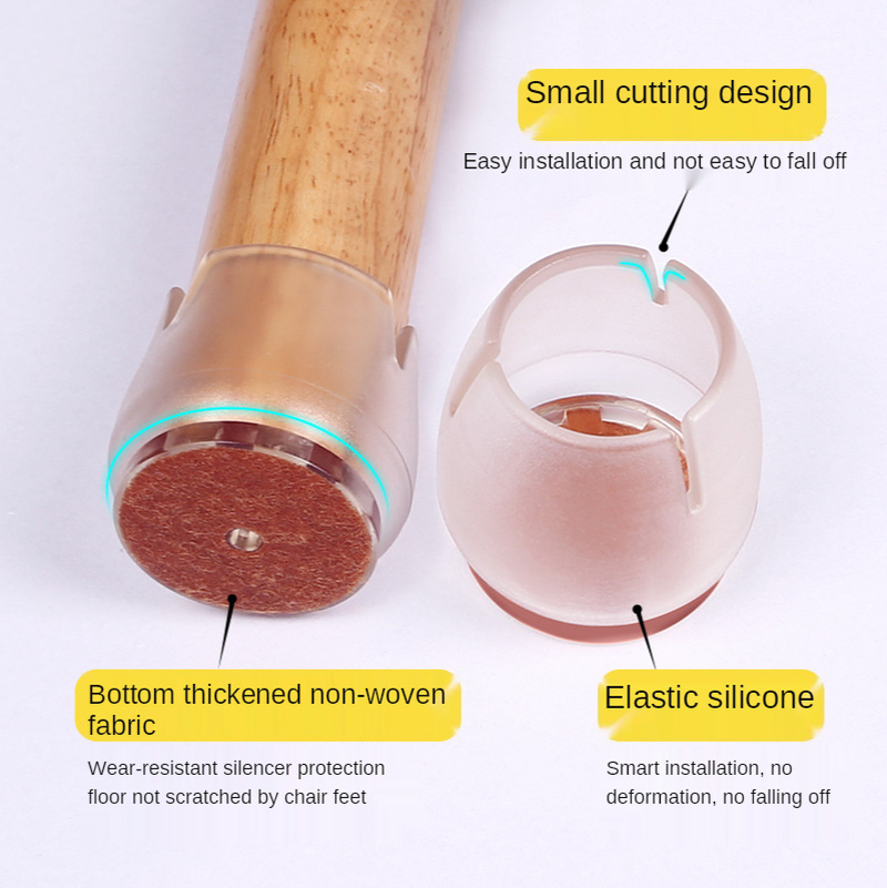 24pcs 12-16mm 라운드 의자 다리 캡 양말 미끄럼 방지 실리콘 의자 소파 테이블 발 커버 패드 펠트 바닥 보호대 가구 부품