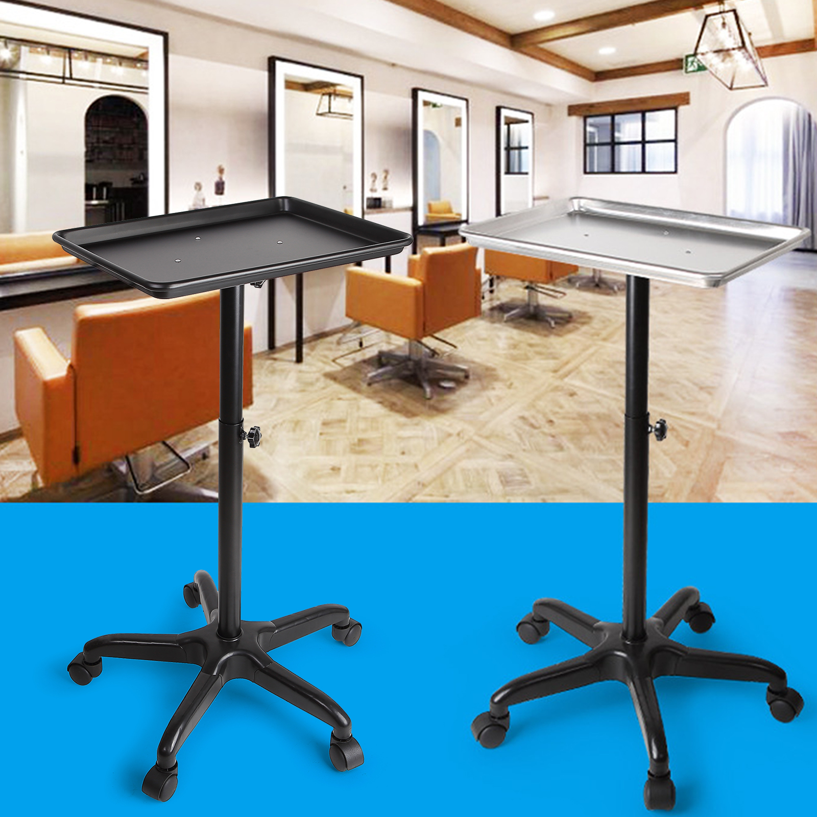 Salonwagen mit sternförmiger Basis und glattem Tablett für Friseur- und Schönheitsbedarf