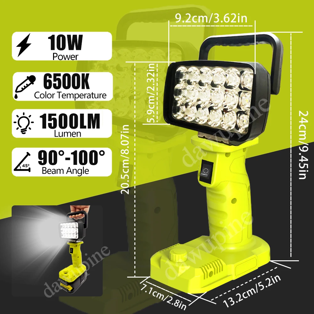 Portable Lanterns 18 LED Work Lights Camping Lamp Torch Searchlight Flashlight Spotlight for Ryobi 18V Lithium Battery P107 P108