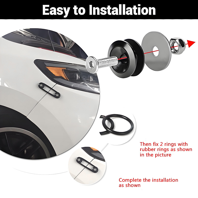 Kit de fixação de liberação rápida universal para porta-malas dianteiro e traseiro, várias cores, com abas de liberação e anel de vedação para corrida à deriva