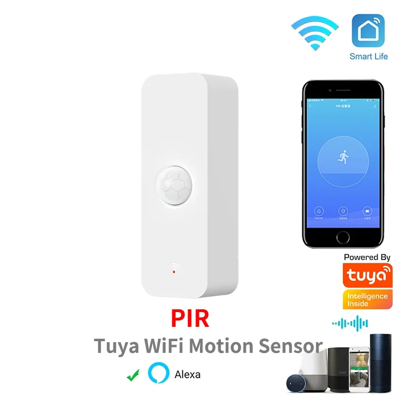 Tuya WiFi PIR Bewegingssensor Smart Home Menselijk lichaam Infrarooddetector Beveiliging Smart Life Werkt met Alexa Google Home