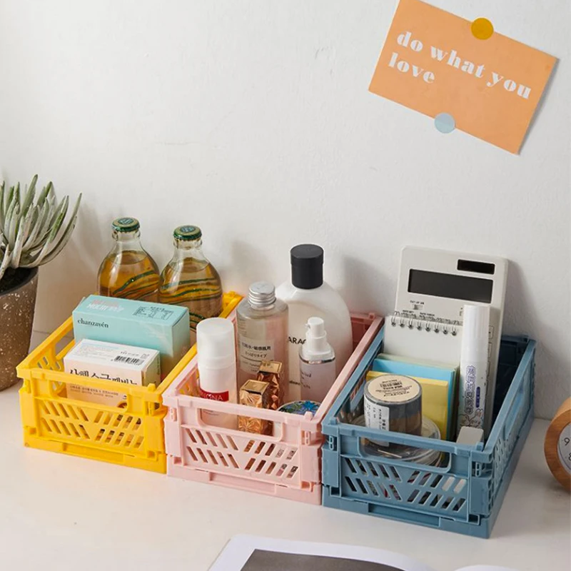 Mr. Paper, Mini Folding Plastic Storage Box, Office Desktop Tape Stationery Cosmetics Storage and Organizing Frame
