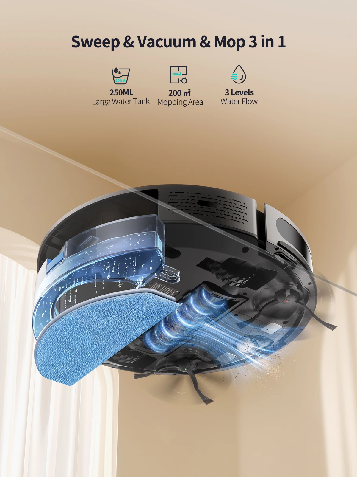 Honiture Robot Vacuum Cleaner 6000pa 3 in 1 Strong Suction Self-Charging App&Remote&Voice Robot Vacuum and Mop Combo