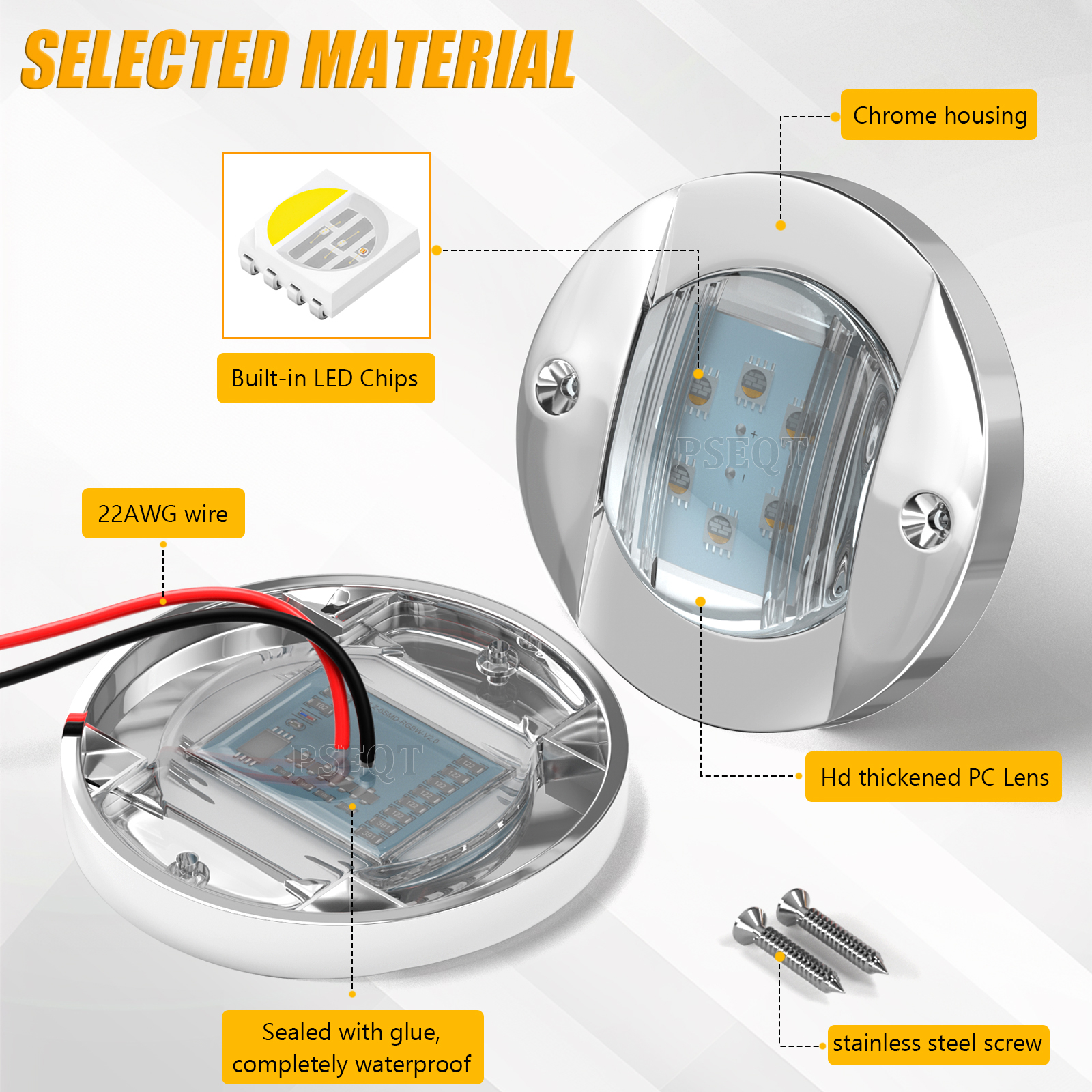 Luzes de navegação LED para barco marinho RGBW 3 ''redondo 12V deck luz de cortesia popa/transom/lâmpada de âncora à prova d'água