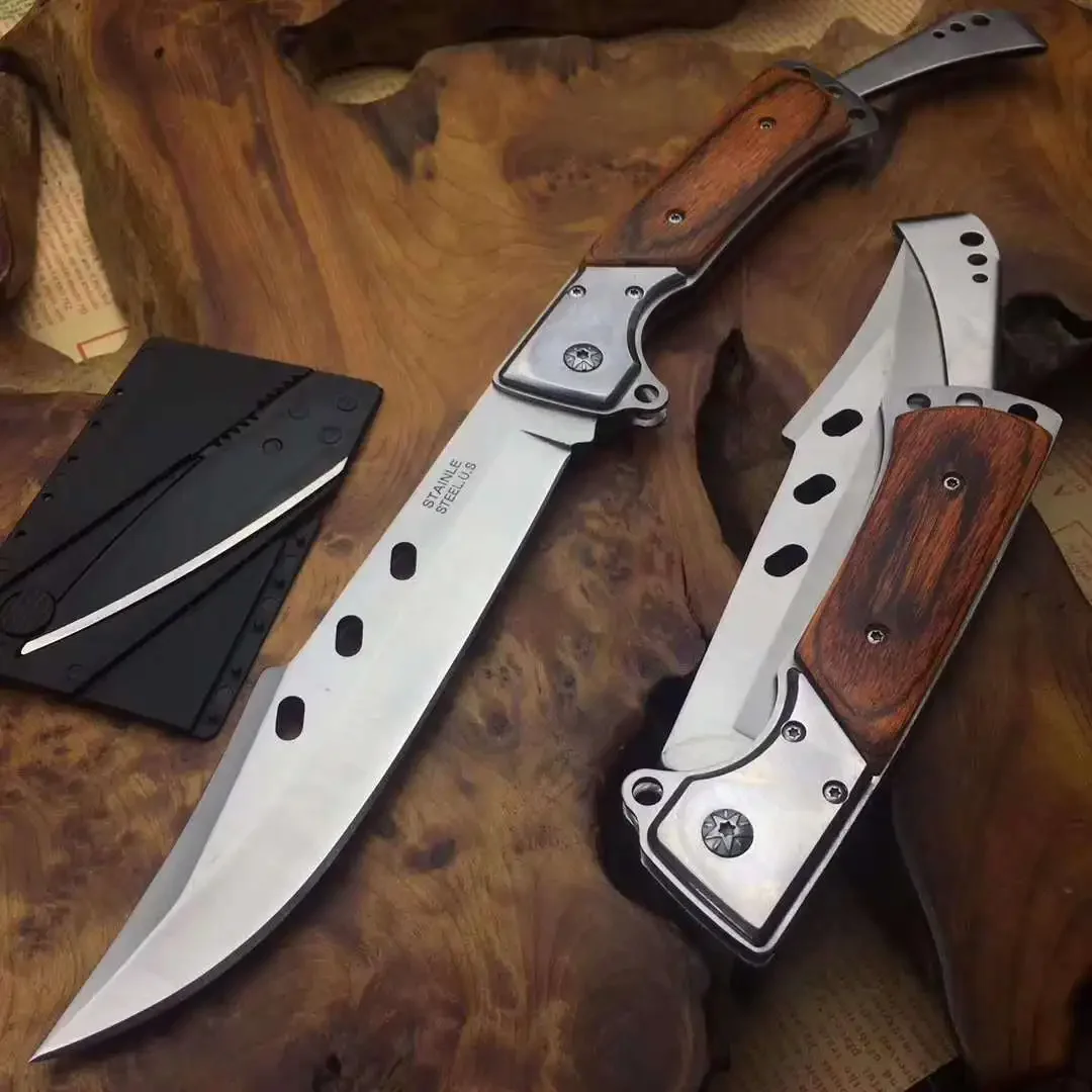 Cuchillo plegable de acero para exteriores para hombre, cuchillo de bolsillo táctico militar portátil de supervivencia y autodefensa de alta dureza para caza