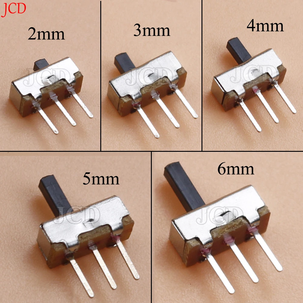 50 Uds SS12D00 Interruptor mini Interruptor deslizante de encendido y apagado 3 pines 1P2T 2 posiciones Interruptor de palanca de alta calidad longitud de la manija: 3MM/4MM/5MM/6MM