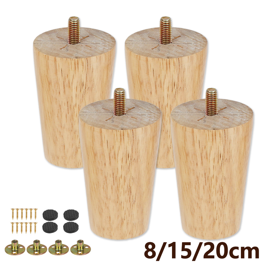 4Pcs Solid Wood Furniture Leg Kit 8/15/20cm Height Furniture Feet Oblique/Straight Table Feet Non-slip Furniture Floor Protector