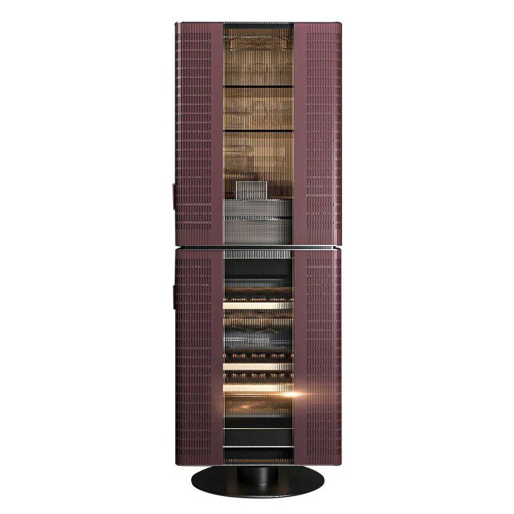 Vertical wine cabinet living room and dining room storage display cabinet Swivel floor-to-ceiling glass door storage cabinet