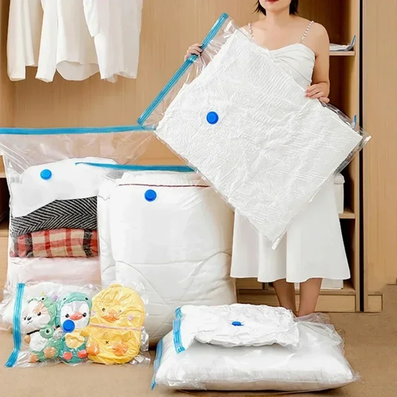Vacuum Storage Bags with Electric/Hand Pump Multi-Purpose Plastic Rectangular Bags with Zipper Closure Space-Saving Organizer