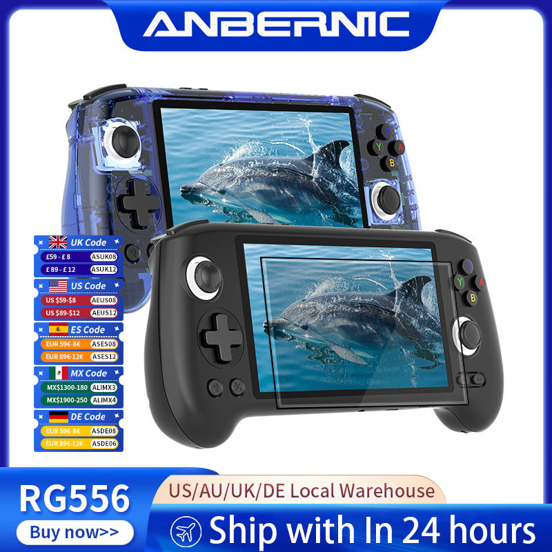 ANBERNIC RG556 Handheld Game Console Unisoc T820 Android 13 5.48 inch AMOLED Screen 5500mAh WIFI Bluetooth Retro Video Players