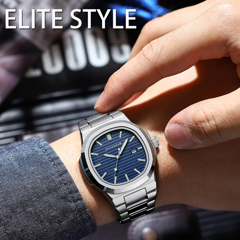 TOP Luxury Square Manนาฬิกาวันที่กันน้ําผู้ชายนาฬิกาข้อมือหนังคุณภาพสูงผู้ชายนาฬิกาควอตซ์ + กล่องReloj 2025 ใหม่