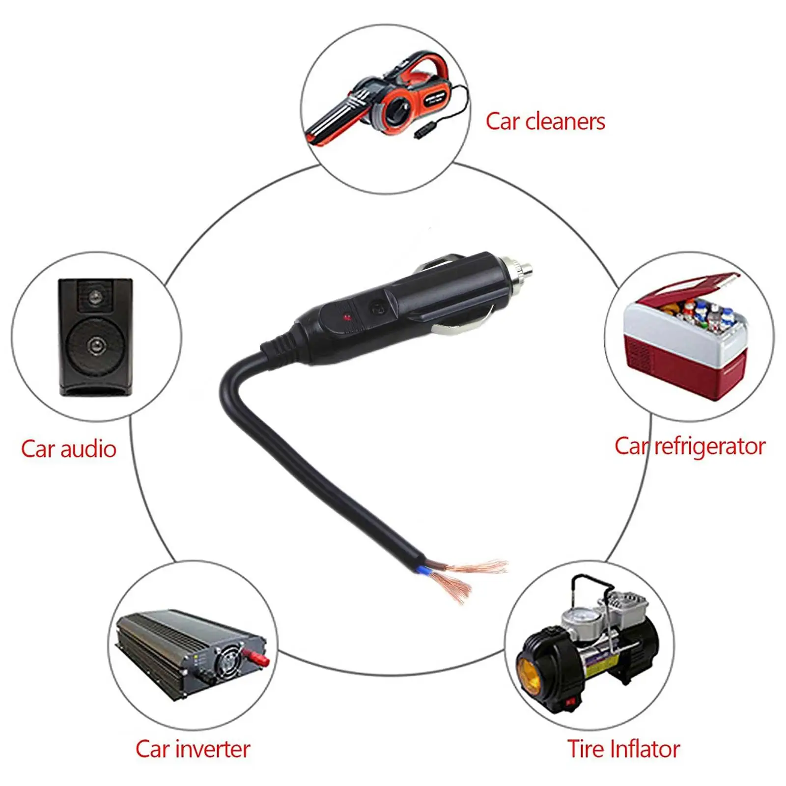 12V/24V Auto 20A Car Cigarette Lighter LED Socket Plug Connector Adapter For Car/Van Vehicle Motor Car Accessories