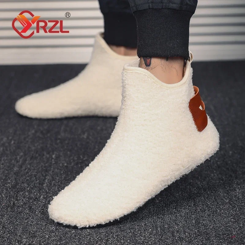 YRZL Winter Baumwolle Schuhe Männer High Top Warm Slip auf Leichte Hausschuhe Männer Plüsch Innen Baumwolle Loafer Männer Winter Warme Schuhe