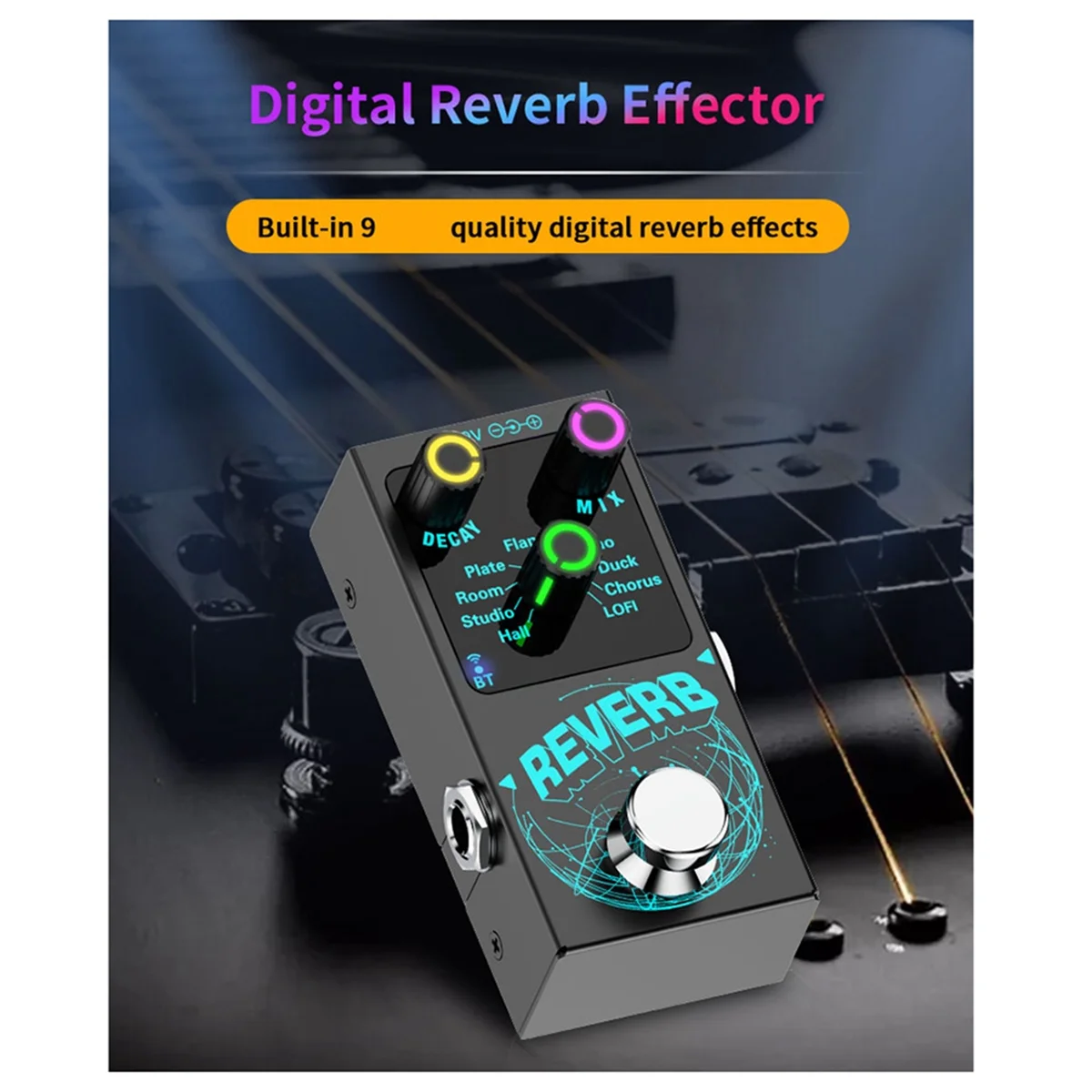BABQ Nuovo Bluetooth 5.4 Effetti Reverb per Chitarra Effetti Reverb Single-Block Reverb Effector Reverb Luce Visiva Colorata