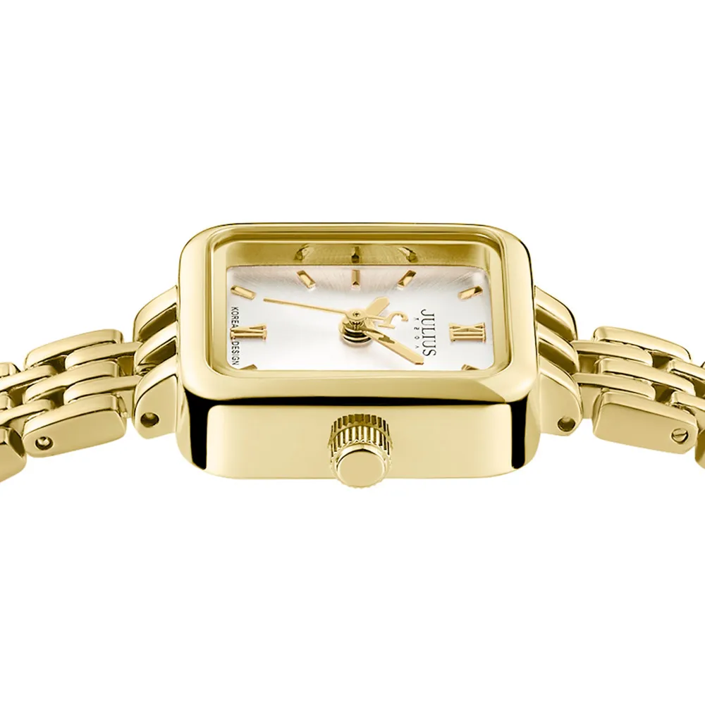 Julius-Reloj de acero inoxidable para mujer, pulsera de lujo con esfera de doble capa, a la moda, regalo, JA-771