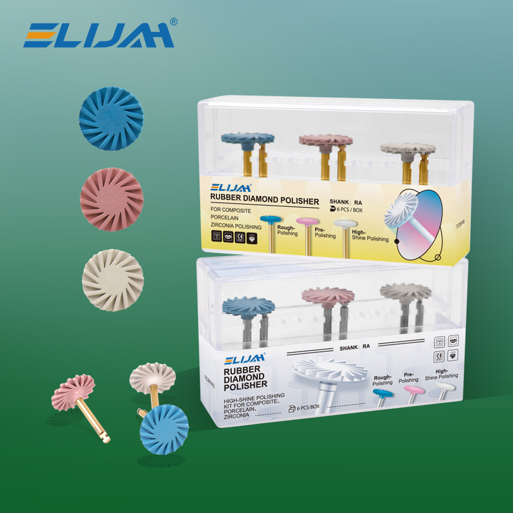 6 pçs/set polidor de borracha dental resina composta sistema diamante ra polimento disco roda kit 14mm espiral flex ouro prata ferramenta