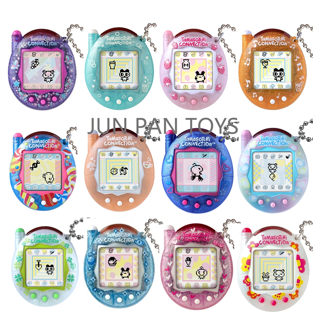 Original tamagotchi conexão eletrônica modelo de animal de estimação refrigerante flor rosa luz azul virtual console de jogo para animais de estimação presente de aniversário brinquedo para meninas