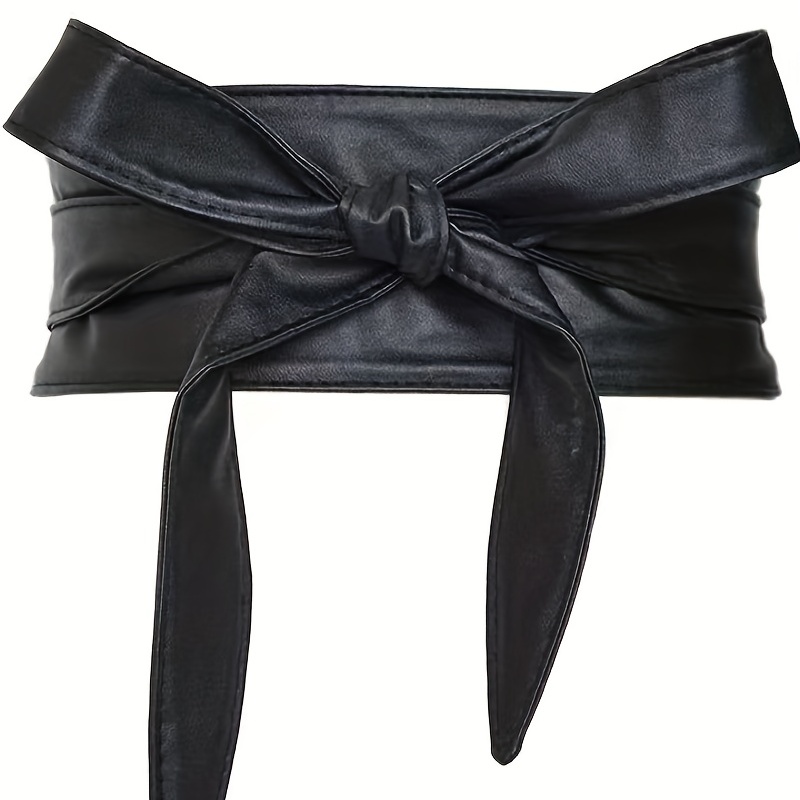 Ceinture large en PU de couleur unie, classique, avec nœud papillon, ceinture décorative élégante pour femmes