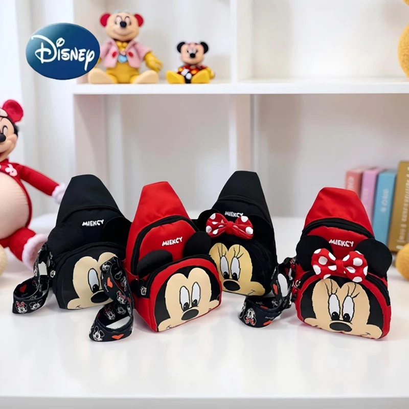 Mickey & Minnie Sling Chest Bag Cartoon Anime Crossbody Bag Moda Casual Bolsa de Ombro Para Crianças