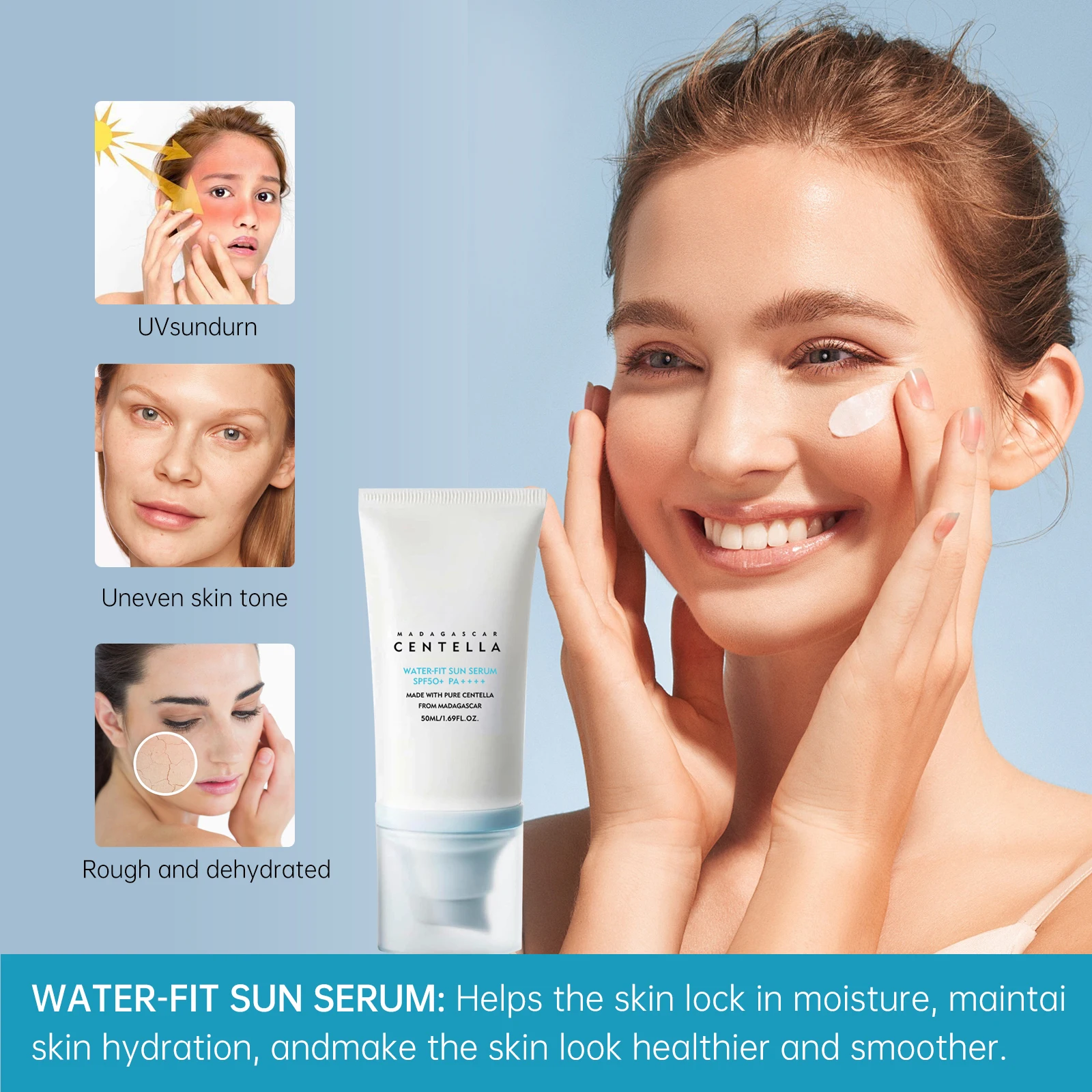 Summer SPF50+Korean Snow Grass Facial and Body Sunscreen, Moisturizing, Refreshing, Brightening Skin Suitable for Sensitive Skin