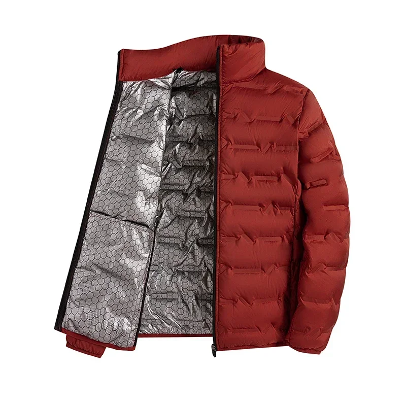 CHUJIE Winter wit donsjack heren grafeen zelfverwarmend winddicht geplooid donsjack opstaande kraag casual warm donsjack