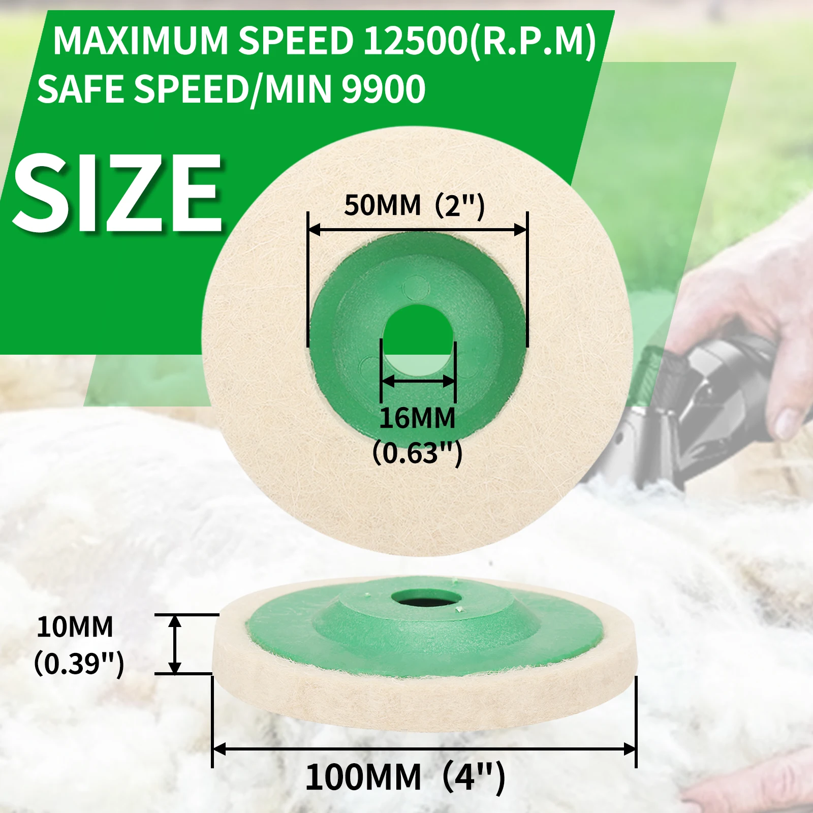 1-10pcs100mm ขัดขนสัตว์ล้อบด 4 "อุตสาหกรรม Wool Felt ล้อโลหะสนิมบดสําหรับเครื่องบดมุม