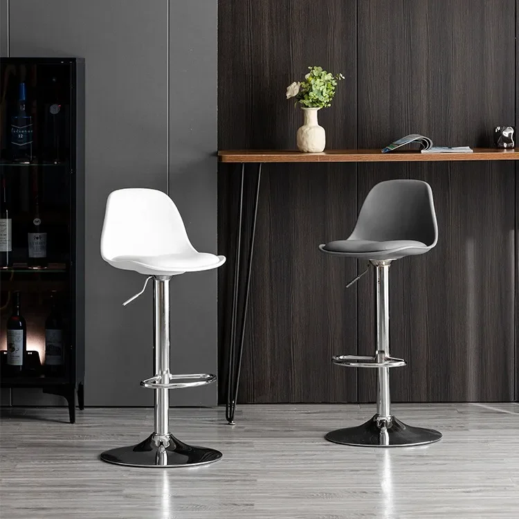 Silla de Bar para el hogar, taburete alto moderno y Simple, escritorio frontal, silla de cajero, respaldo de hierro, taburetes altos de Bar