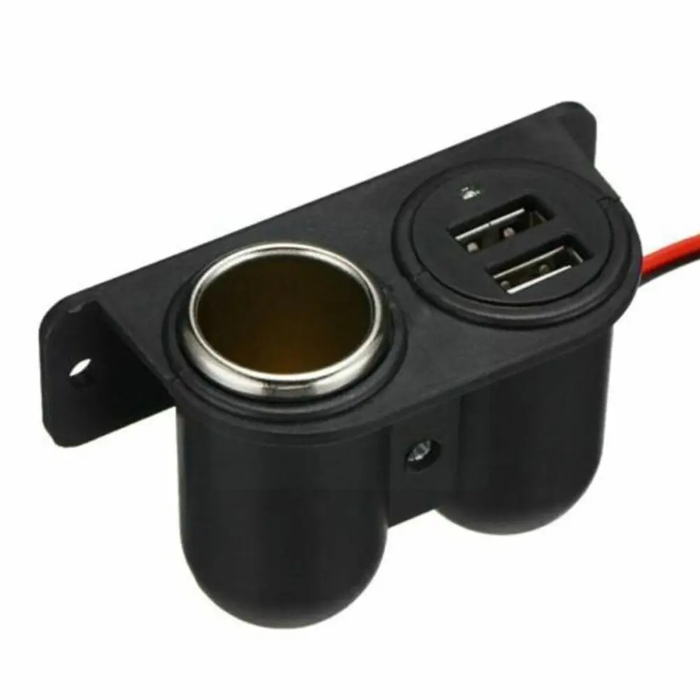 USB Ports Socket DC 5V 3.1A Dual USB Built-In Car Camper Adapter Cigarette Lighter Multi Plug Charger Port Socket Car Accessory