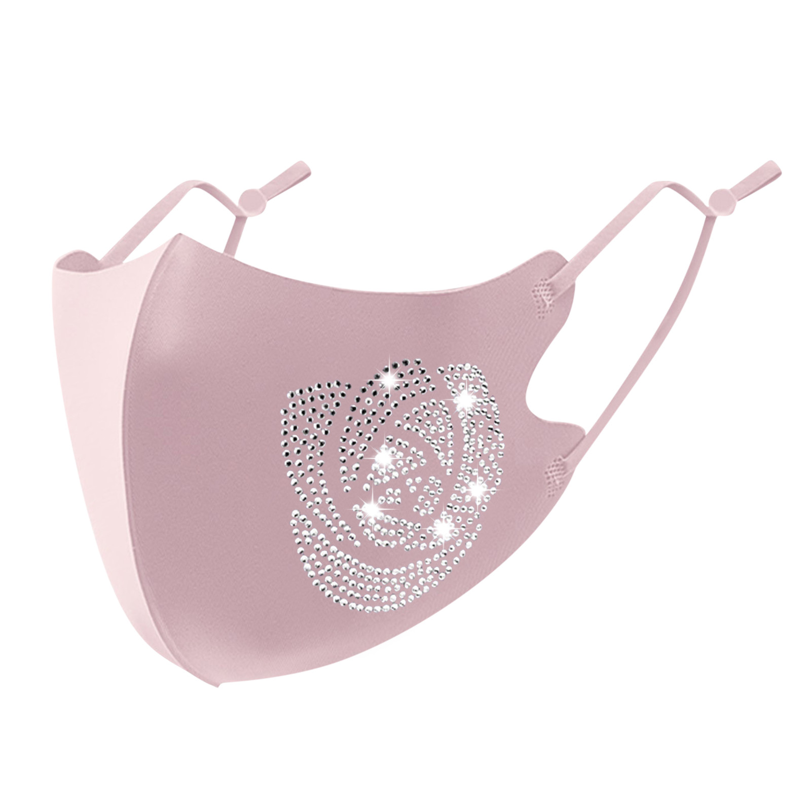1pc Women'S Masquerade Mask Ball Diamond Water Crystal Color Fashion Adjustable Earband Washable And Reusable Protective Mask