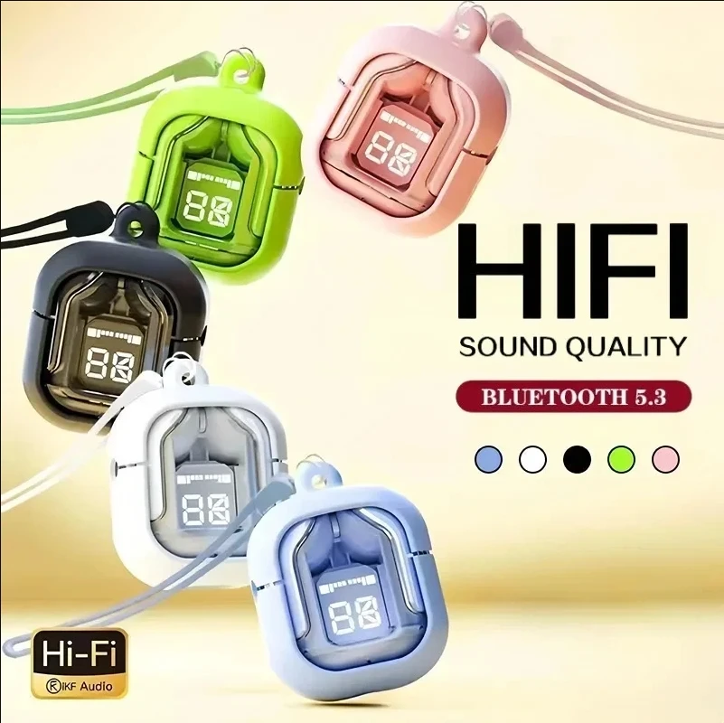 (Compre auriculares y funda protectora + cordón) T2 TWS auriculares para juegos Bluetooth 5,3 reducción de ruido HD auriculares inalámbricos estéreo HiFi