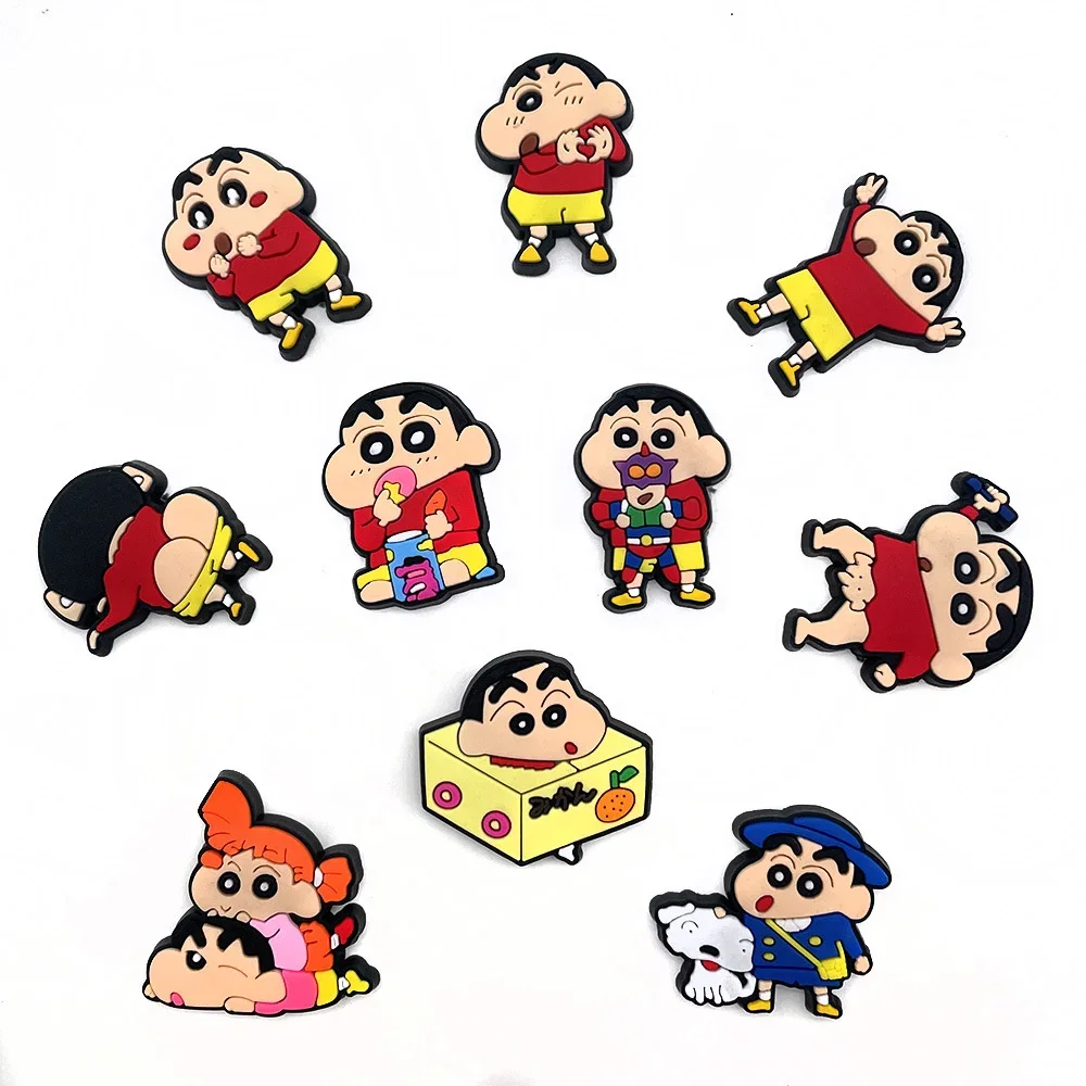 10Pcs 크레용 Shin-chan 운동화 버클 액세서리 샌들 버클 장식 파티 크리스마스 선물을위한 애니메이션 만화 버클
