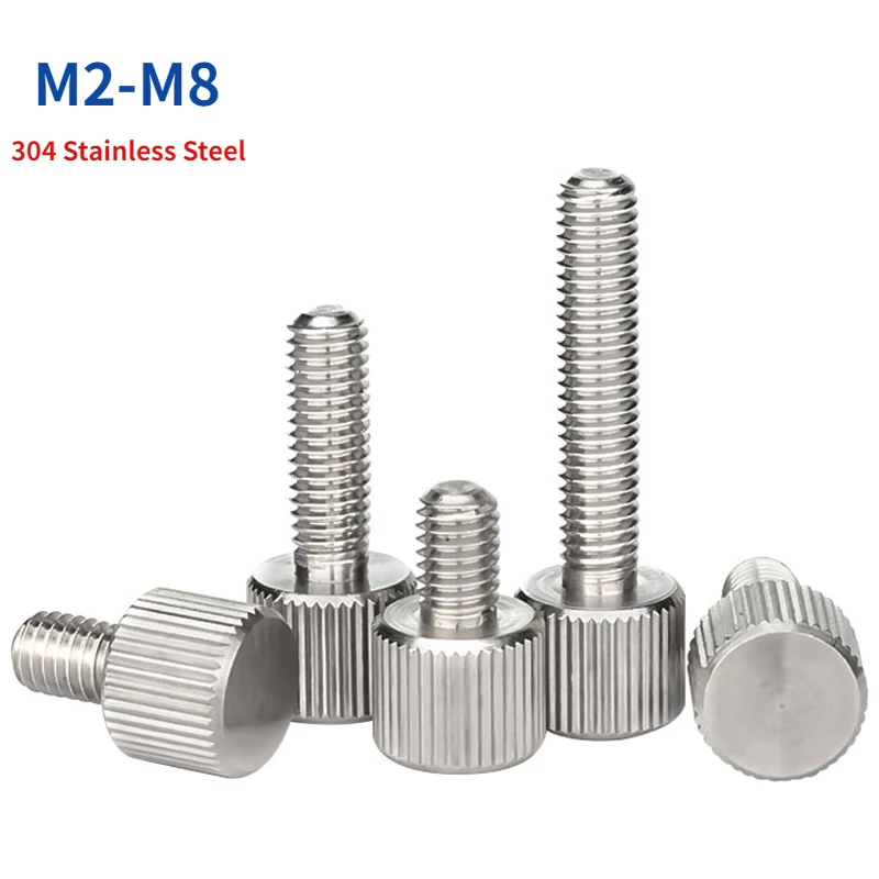 M2 M2.5 M3 M4 M5 M6 M8 304 tornillos de pulgar de acero inoxidable, perno de pulgar de cabeza moleteada, maquinaria, herramienta tornillo de mano de ajuste redondo