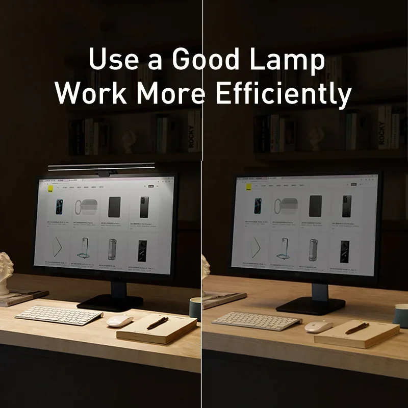 Baseus Lampada da scrivania a LED Luce per schermo PC Computer portatile Lampada da tavolo a sospensione a LED Lampada da tavolo per monitor LCD Lampada da lettura per studio Luce USB