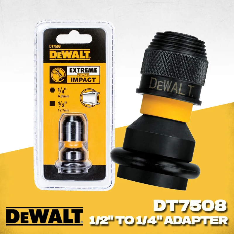 Адаптер ударного ключа DEWALT DT7508-QZ 1/4 "шестигранный на 1/2" квадратный инструмент, аксессуары, набор гаечных ключей с храповым механизмом, преобразователь привода DT7508-A9