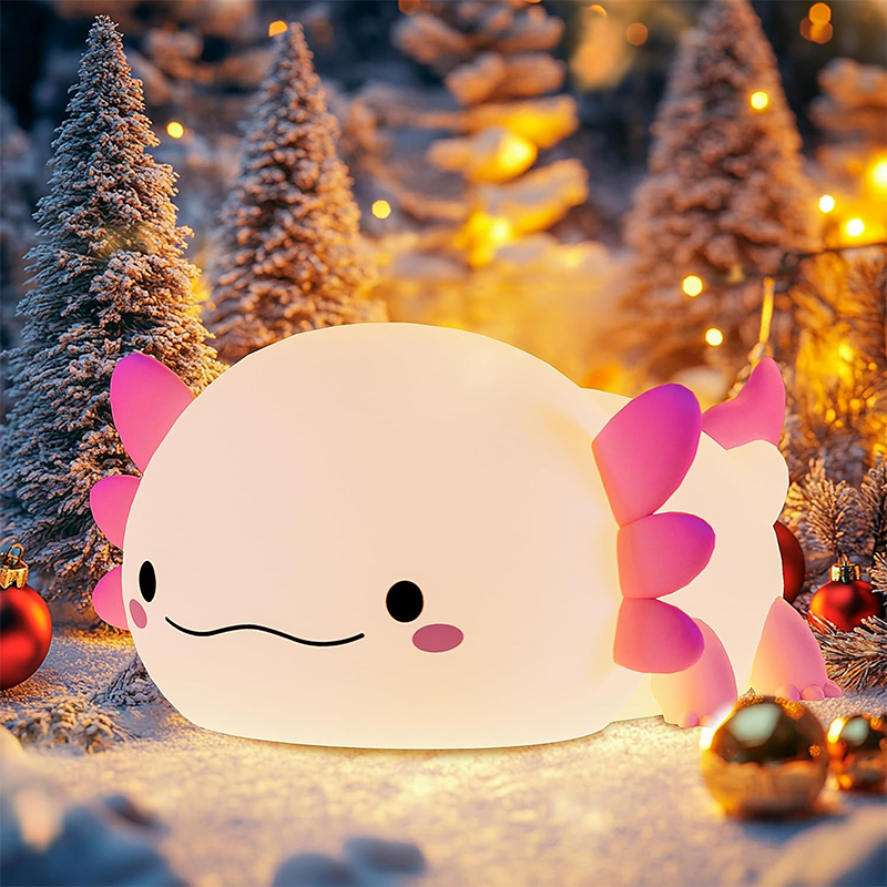 Niedliches Axolotl-Nachtlicht, Silikon-Schlaflampe für Kinderzimmer, Touch-Control-Nachtlichter, wiederaufladbare USB-Tischlampe für Babys und Kinder