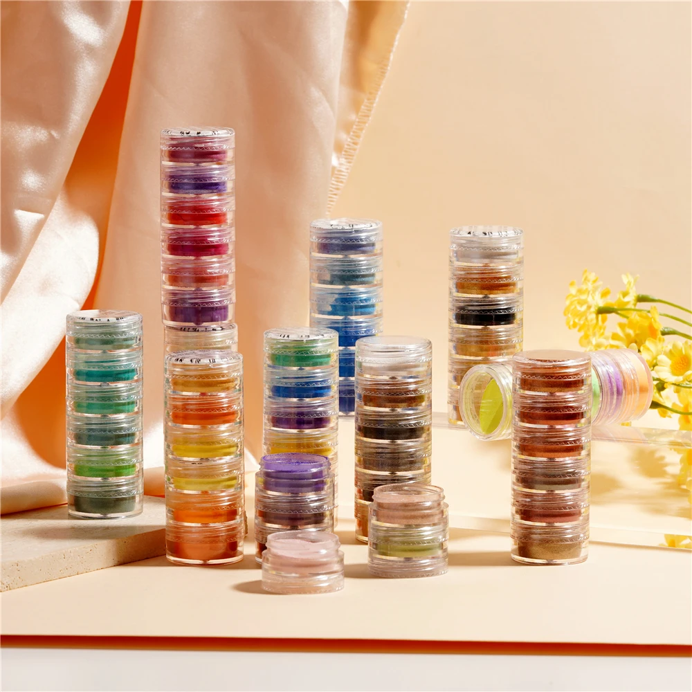 6 สี/ชุดผงไข่มุกเม็ดสีเรซินแม่พิมพ์สีย้อม Pearlescent อีพ็อกซี่เรซิ่นสีสําหรับ DIY อีพ็อกซี่เรซิ่นหัตถกรรม