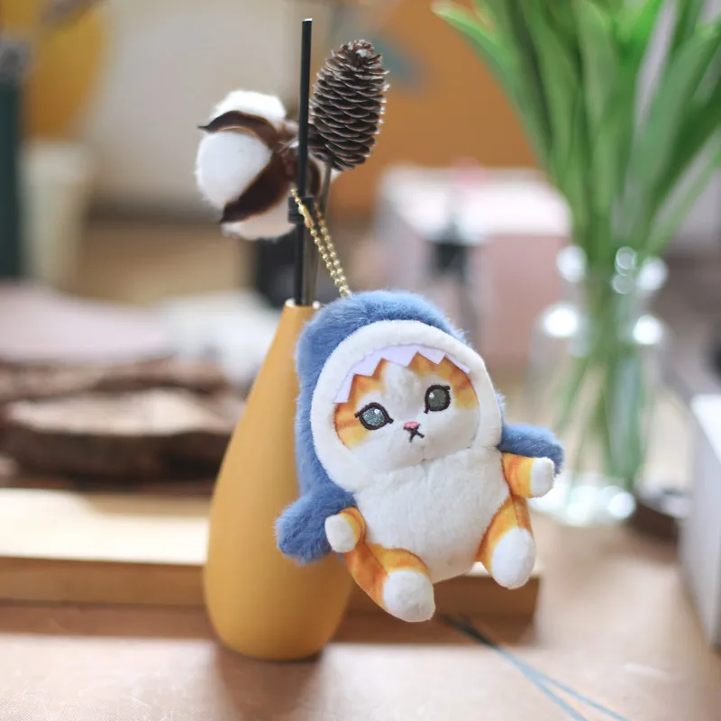Shark Cat กุ้งทอดแมวตุ๊กตาของเล่นจี้พวงกุญแจห้องสวย Shark Cat กระเป๋ารถตกแต่งตุ๊กตาสาวของขวัญวันวาเลนไทน์