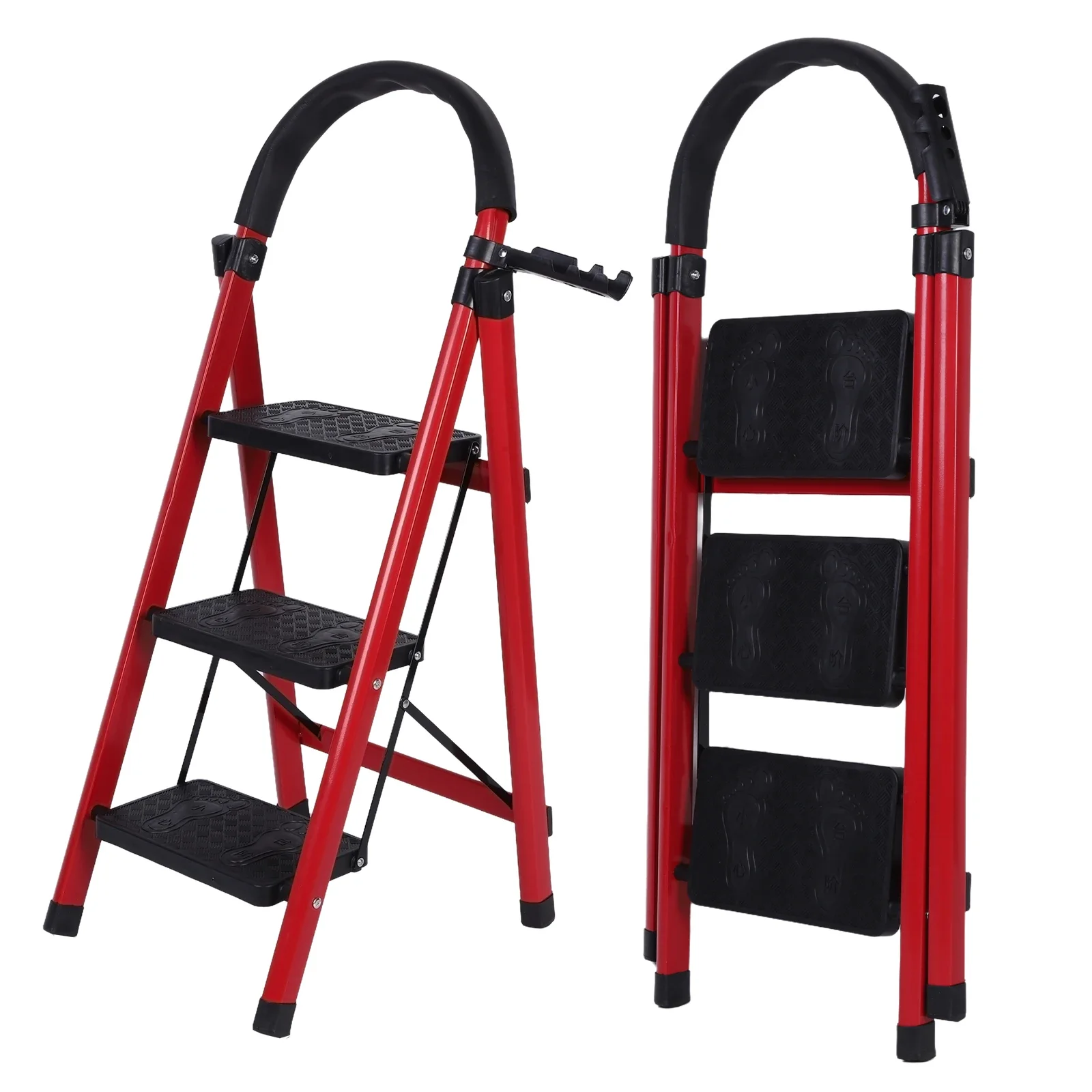 Ladder zigzag ladder folding ladder thickened carbon steel engineering ladder Foldable Household Ladder Multi-purpose Telescopic