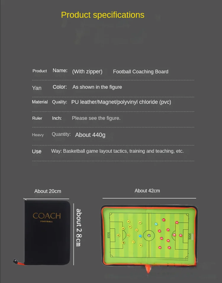 Coach Taktisches Brett, magnetischer Reißverschluss, Fußball-Taktikbrett, Coach-Taktikbrett, faltbares Strategiebrett mit Stift-Klemmbrett, heiß