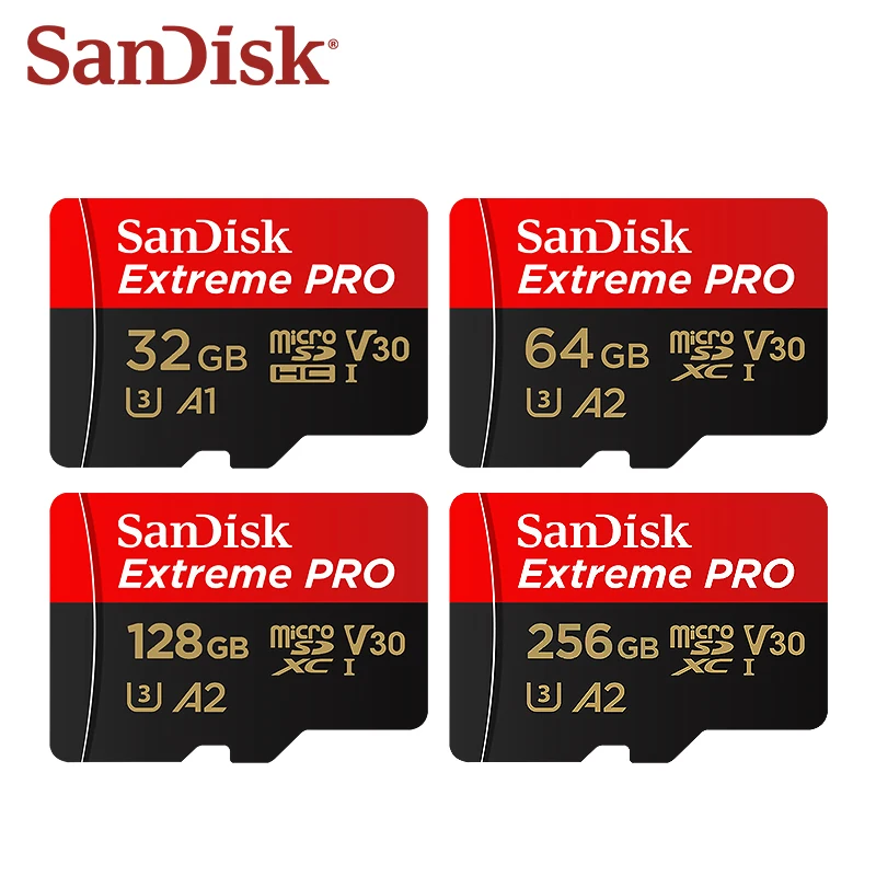 Высокоскоростная карта памяти SanDisk Microsd U3 C10 A2 V30 4K Extreme Pro Micro SD Card до 200 Мбит/с Flash TF Card для камеры телефона